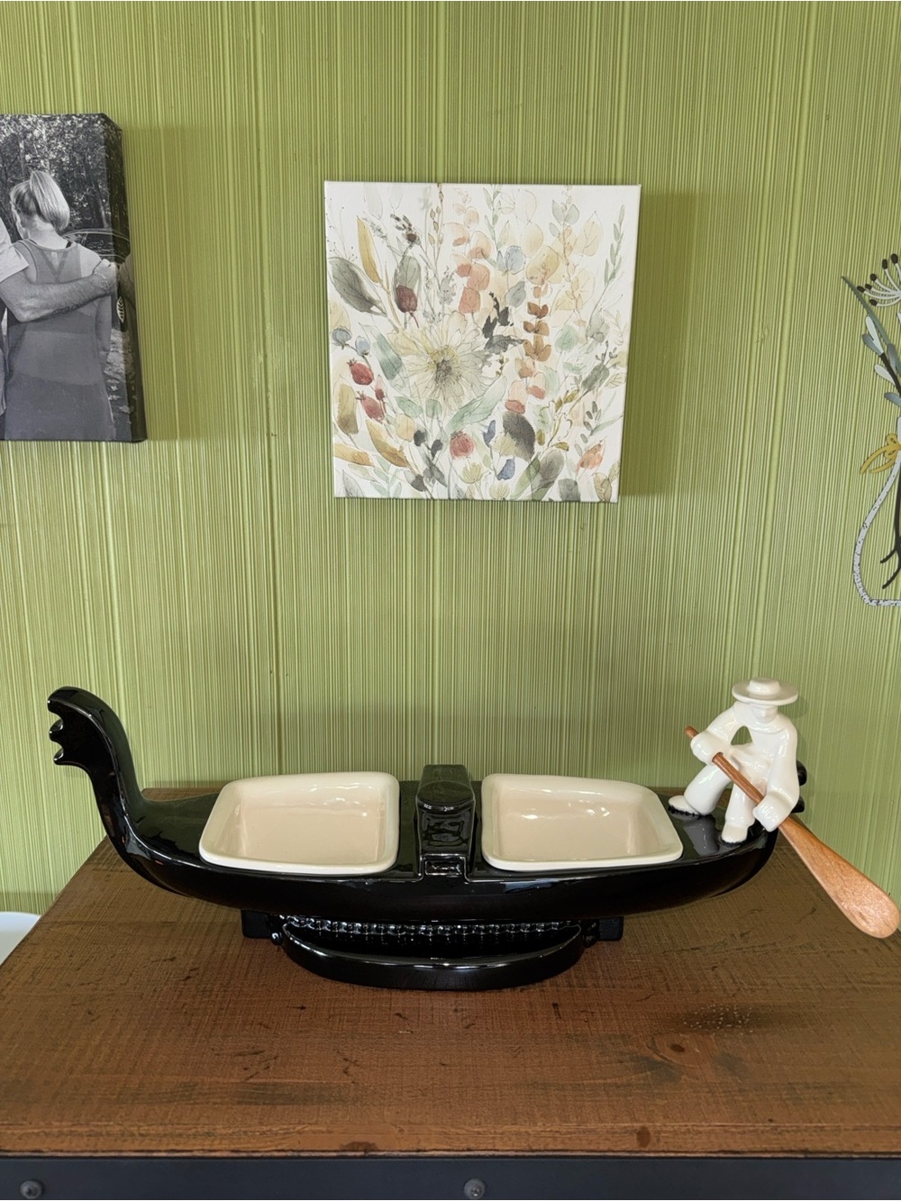 Royal Haeger Midcentury Gondola Serving Dish Divided Appetizer Tray Venice MCM